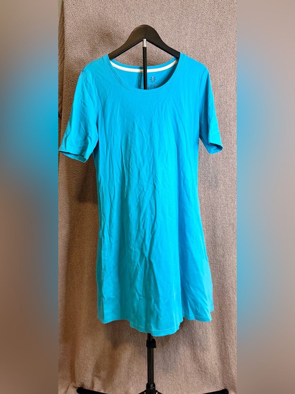 Isaac Mizrahi Live Essentials Dress M Turquoise Blue Short Sleeve T-Shirt Dress